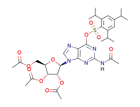 Acetic acid (2R,3R,4R,5R)-4-acetoxy-5-acetoxymethyl-2-[2-acetylamino-6-(2,4,6-triisopropyl-benzenesulfonyloxy)-purin-9-yl]-tetrahydro-furan-3-yl ester